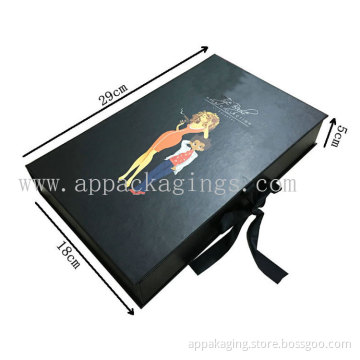 Hot sale magnetic clsoure hair wig box ribbon closure hair boxes virgin hair packaging
